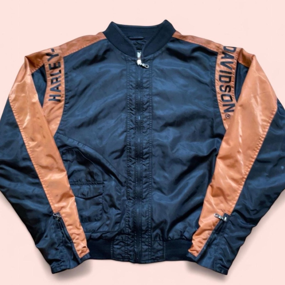 Harley-Davidson Black and Tan Bomber Jacket